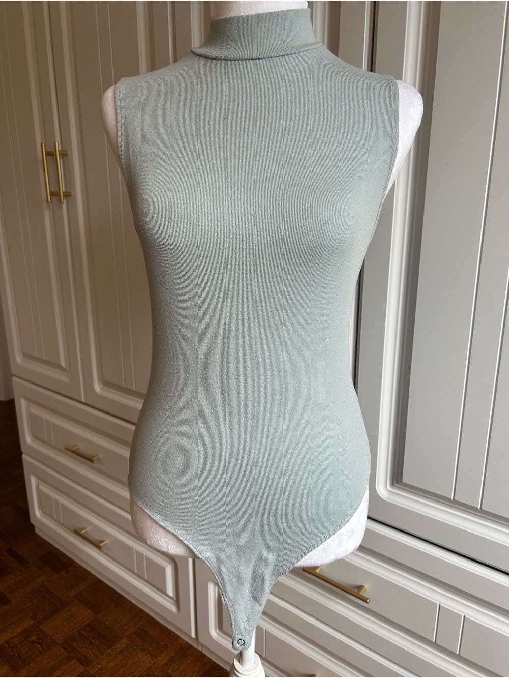 Forever 21 Sleeveless Mock Neck Bodysuit in Sage